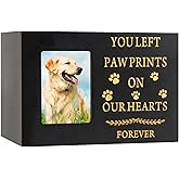 Pet Urns for Dog or Cat Ashes, Wooden Pet Memorial Urns with Photo Frame, Pet Cremation Urns Keepsake Memory Box with Black Flannel as Lining, Loss Pet Memorial Remembrance Gift (Black)