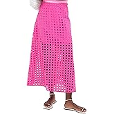 Fiona Jolin 2026 Women Summer Casual Eyelet Bohemian Maxi Skirt Beach Long Skirt with Mini Underneath