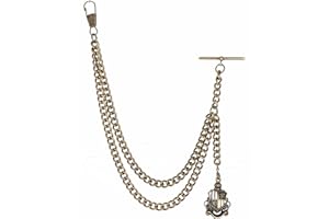 Holy Sins Jewellery Made in the UK Bronze Colour Single Albert Pocket Watch Chain with Shield Pendant