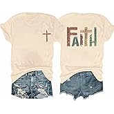 Faith Shirts for Women Christian Shirt Jesus Cross Graphic Tees Bible Verse Religious Sayings Casual Tops