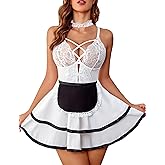 Avidlove Sexy Maid Lingerie for Women Halloween Outfit French Maid Costume Babydoll Lingerie Dress Cosplay Lingeries