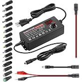 SHNITPWR 72W Adjustable Universal Power Supply DC 3.5V-24V 3A AC/DC Adapter | LED Voltage Display,16 Tips,Polarity Converter,Alligator Clips,DC Pigtail Power Cable,for LED Strip,Camera,CCTV,Printer