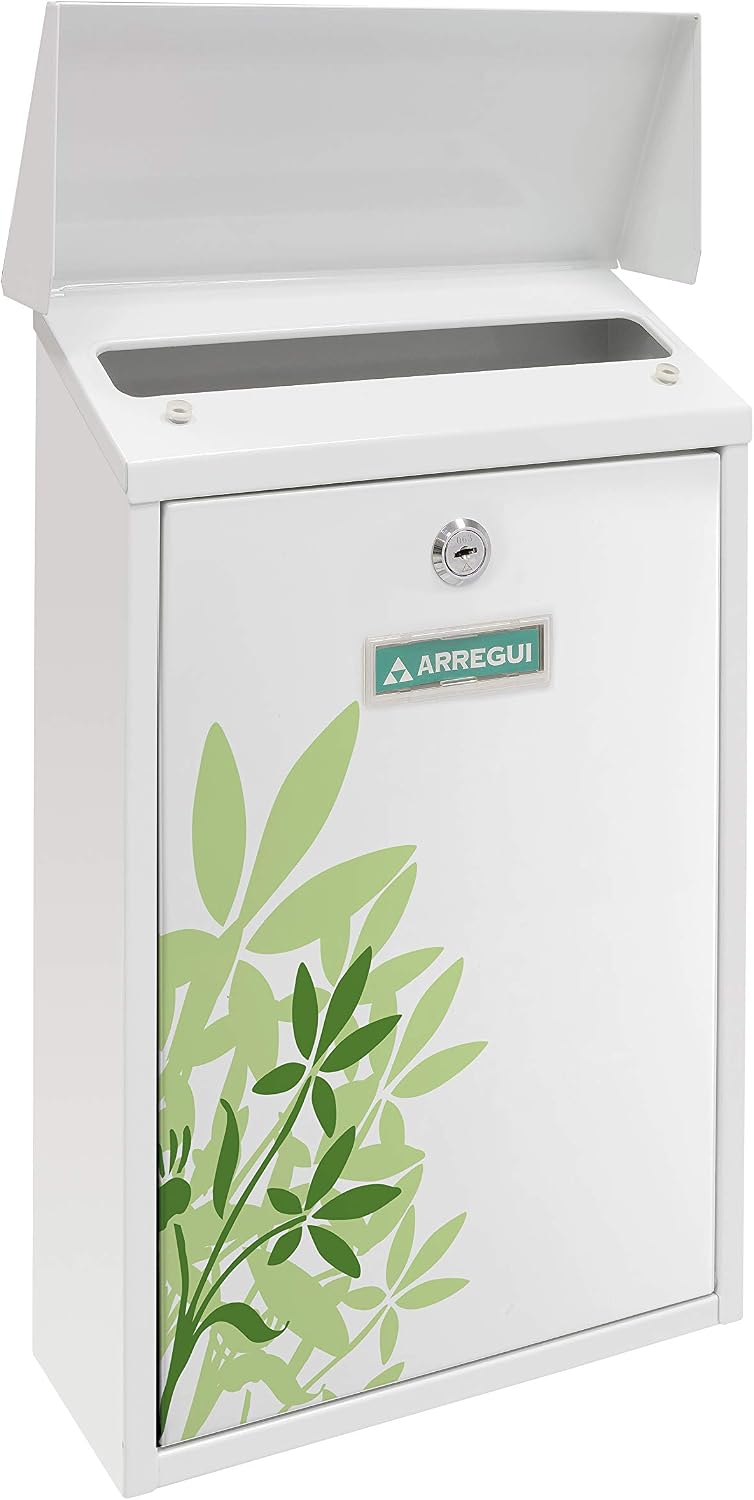 ARREGUI Premium E5608 Galvanised Steel Letterbox with Screen Printed Painted Leaves - Image 4
