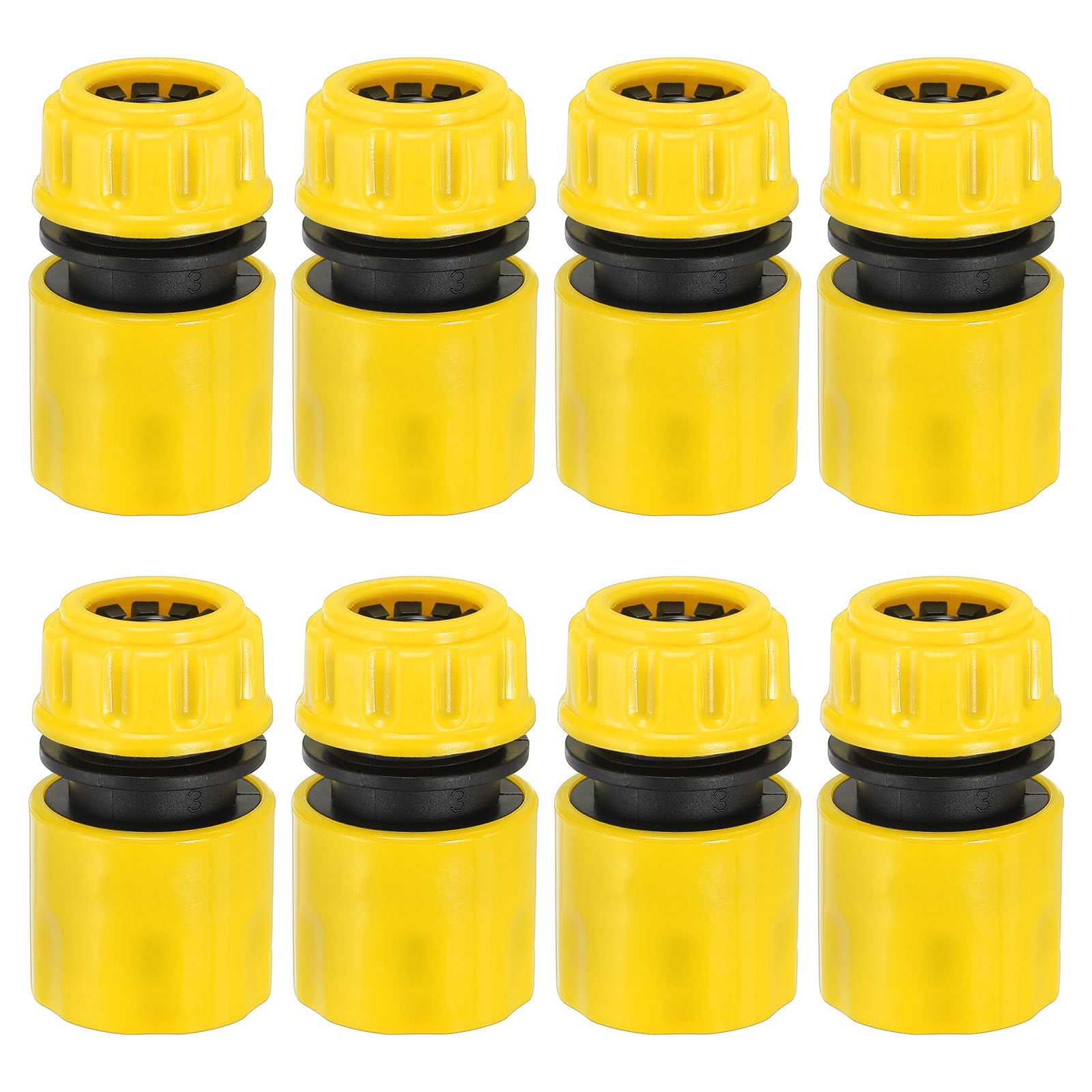 PATIKIL 1/2" Garden Hose Quick Connector Repair Extender, 8 Pcs Plastic Garden Water Hose Connectors Fittings Leakproof Design, Light Yellow