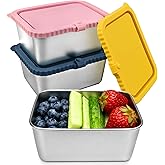 FRUIID 3-Pack Stainless Steel Food Storage Containers with Silicone Lids, 20oz Snack Pack Containers Reusable Metal Bento Lunch Box Large Container for Meal Prep, Picnic, Office, Travel