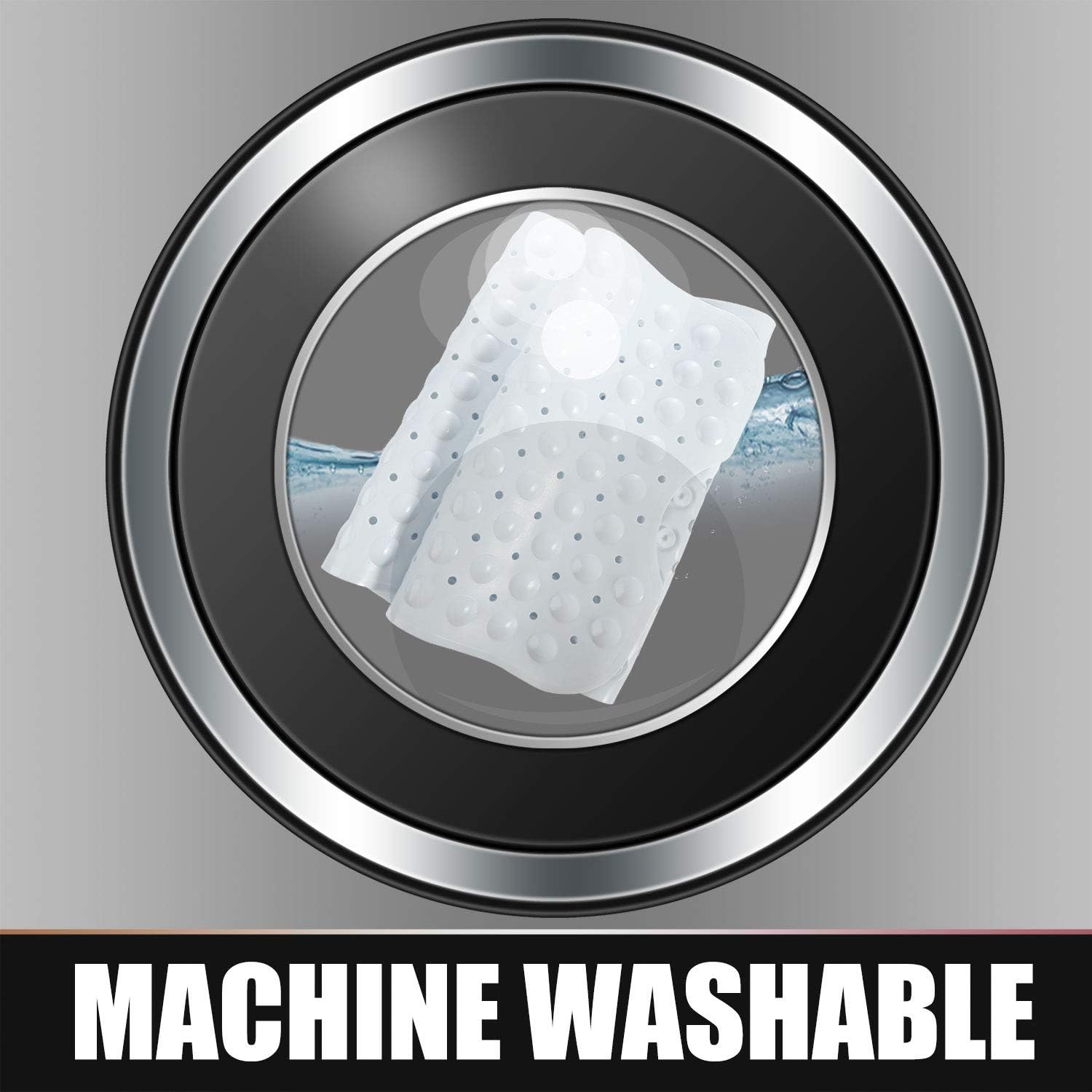 Yimobra Original Bath Tub Shower Mat Extra Long 16 x 40 Inches, Non-Slip with Drain Holes, Suction Cups, Machine Washable, Phthalate Free, Latex Free, BPA Free, Bathroom Mats, White: Home & Kitchen