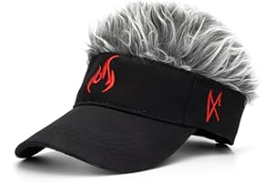 Esfoxes Men's Hair Visor Sun Hats Hairs Fake Baseball Caps Funny Spiked Wig Hat