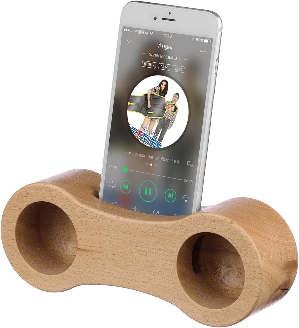 Amazon Nekocat 天然木製 ウッド スピーカー 拡声器 スマホホルダー 電源不要 室内 アウトドアでも活躍 2 Nekocat デジタルオーディオスタンド