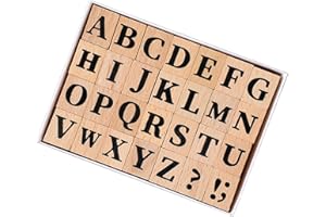 28 Piece Capital Alphabet Stamps, Wooden Rubber Letter Stamps Set, Large Letter Stamp for Scrapbooking Envelope Card Making J