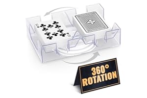 VIKROM Playing Cards Holder Rotating 360° – Compact Plastic Playing Card Tray for Easy Access for 2 Decks | Organizes Multiple Decks for Canasta, Poker and More | Lightweight, Durable with Smooth Rotation