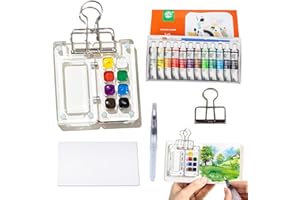 EDOTTBAG Pocket Artist Watercolor Travel Set,Mini Watercolor Palette,2024 New Paint Palette Travel Kit Mini Watercolor Paint Set,Upgrade Pocketartist Travel Set Mini Portable Watercolor Travel Set (8 Grid)