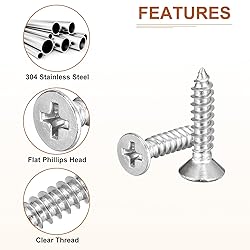 DTGN 100Pcs #8x3/4" Flat Head Wood Screws, 304
