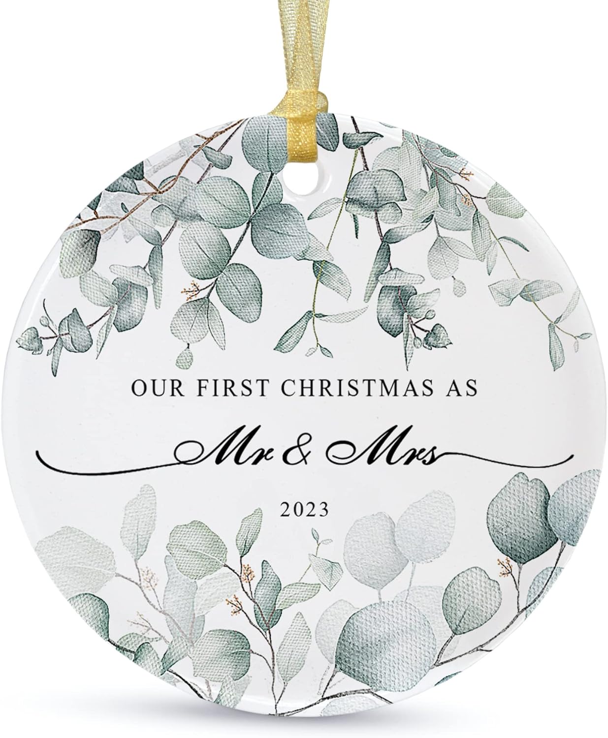 Ornaments - Our First Christmas Married Ornament 2023,Just Married Christmas Ornament as Mr and Mrs, First Year Newlywed 2.9