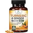 Turmeric Supplement Curcumin 2600mg - with Organic Ginger & Turmeric, BioPerine Black Pepper Extract 95% Curcuminoids - Advanced Absorption Antioxidant & Joint Support - Vegan - 60 Capsules