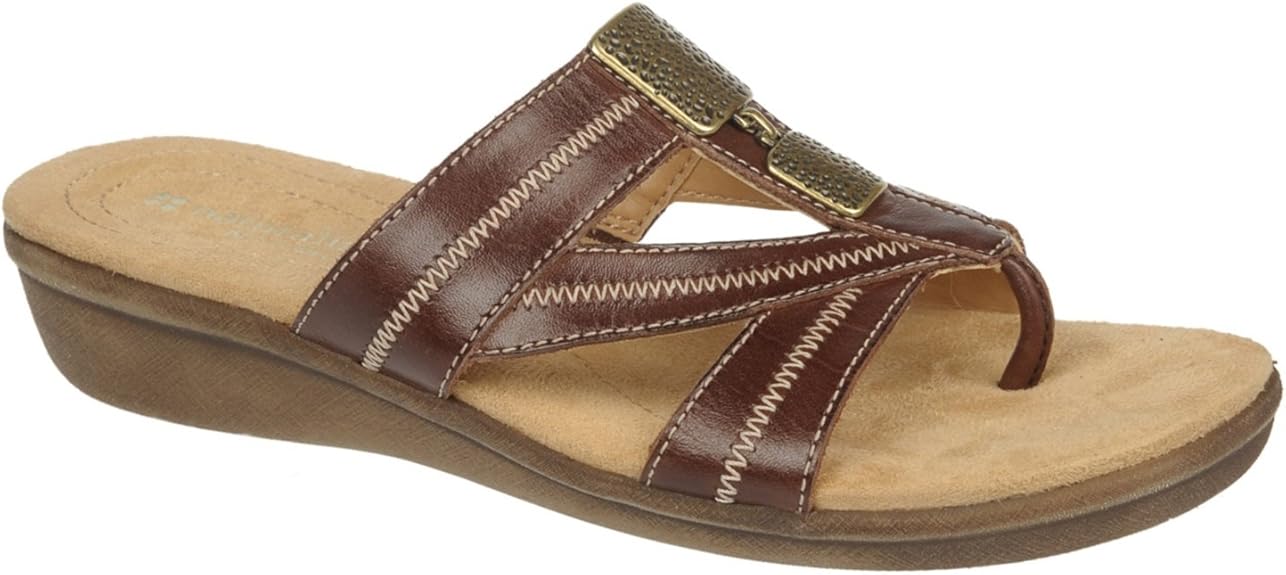 Amazon.com | Naturalizer Waylon Slide Sandals, Bridal Brown, 12 M/B | Flip-Flops