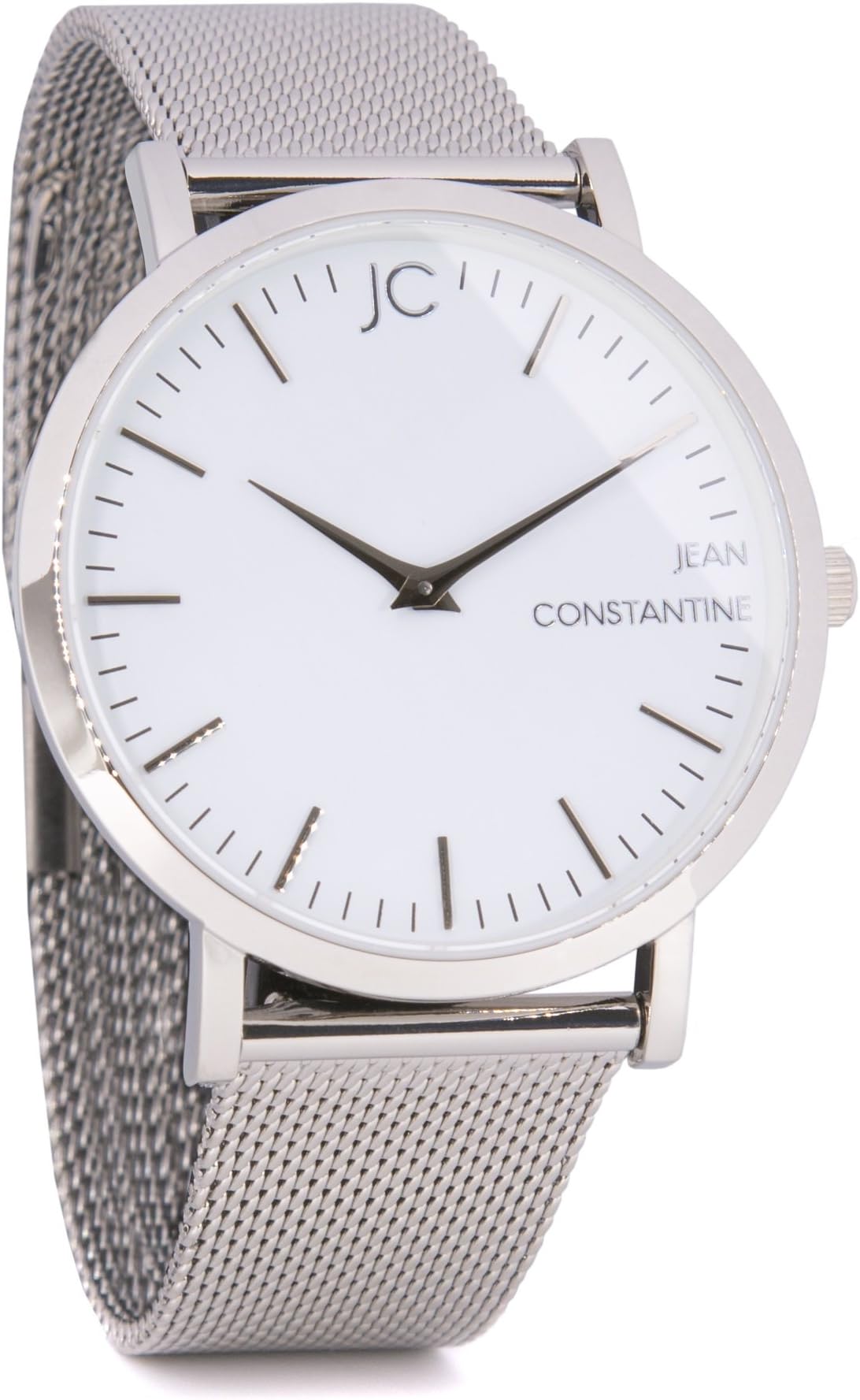 'Jean Constantine"Grace Watch with Sapphire Crystal – Ronda Swiss Quartz Movement, Milanese Watch Fashionable Timeless Classic Elegant, White/Silver