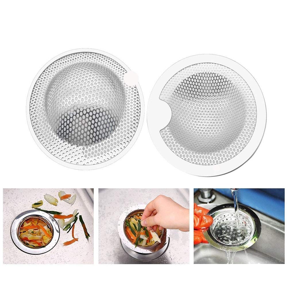 Amasawa 2 x Kitchen Sink Strainer, Stainless Steel Screen, Drain Filter, Mini Sink Sieve, Filter Strainer, Filter for Shower, Bath or Kitchen Sink (5 cm) S