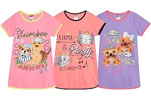 Angel Face Girls Nightgowns - 3 Pack Soft Short Sleeve Nightgown Girls Pajamas - Cozy Cute Sleep Dress Pajamas