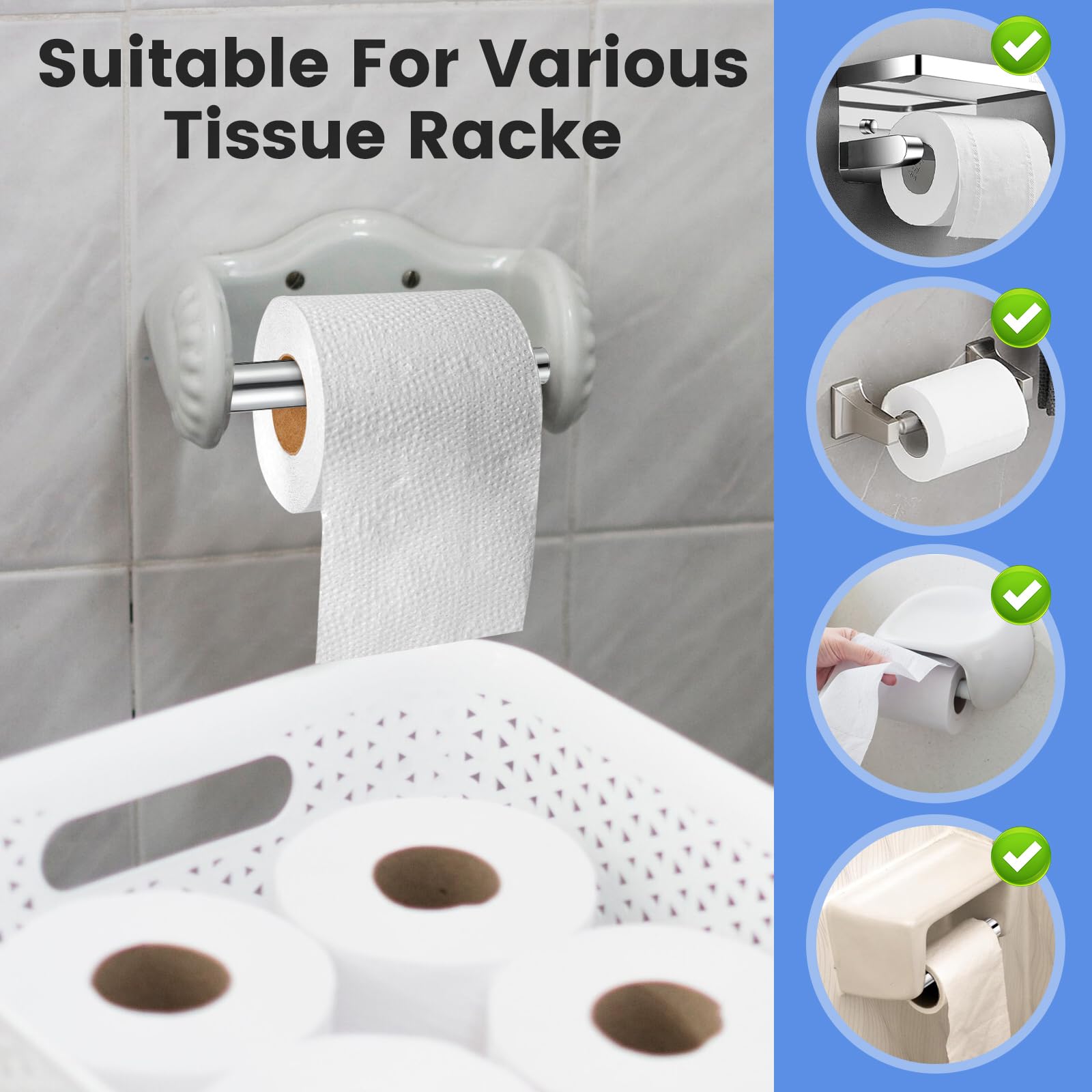 Gadpiparty 2 Stück Toilettenpapierhalter Ersatzrolle Toilettenpapierstange Chrom Federrolle Teleskop Ersatz für Klopapierhalter Rolle Stab Feder Toilettenpapierrollenhalter Stange 11,5-16,5cm 4