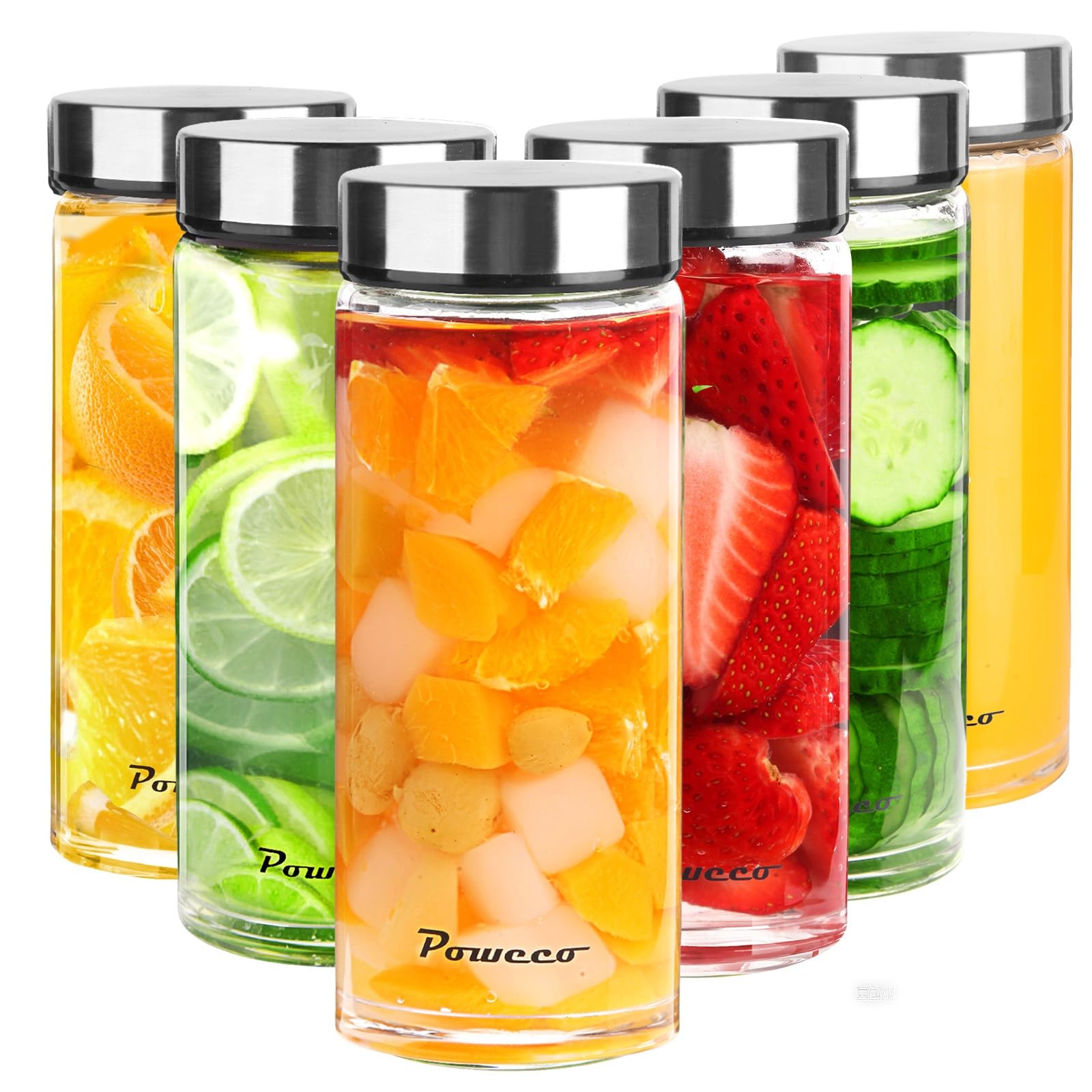 Photo 1 of 16oz Glass Juice & Water Bottles with Lids, 6-Pack Wide Mouth Borosilicate Glass Bottles– Reusable, Leakproof & Dishwasher Safe, for Smoothies, Juicing, Protein Shakes & Shaker Bottles (500ml)