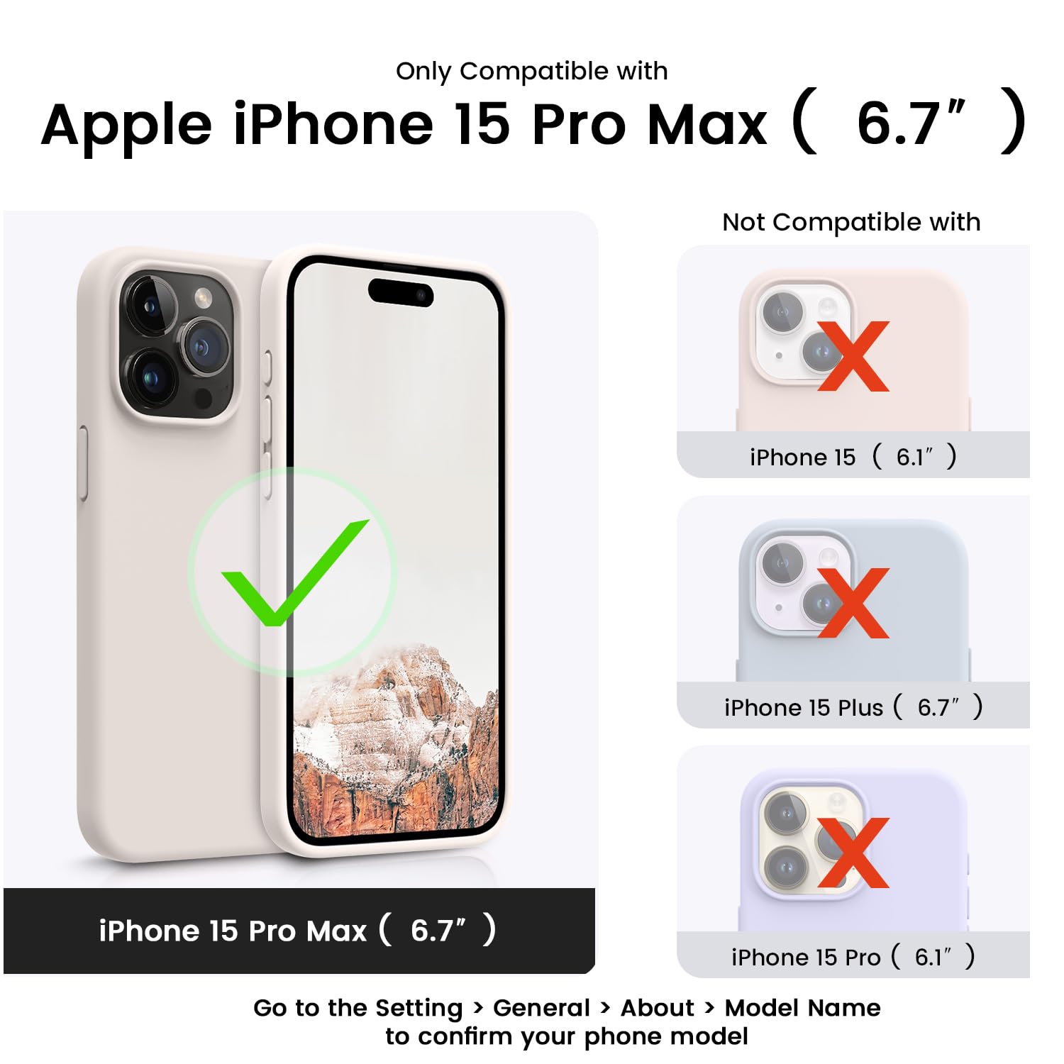 OTOFLY Compatible with iPhone 15 Pro Max Case,[Silky and Soft Touch Series] Premium Soft Liquid Silicone Rubber Full-Body Protective Bumper Case for iPhone 15 Pro Max (Stone)
