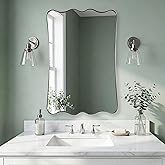 ANDY STAR Brushed Nickel Scalloped Rectangle Mirror, 24x36 Wavy Bathroom Mirror for Vanity, Asymmetrical Shaped for Entryway,