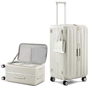 Hanke 28 Inch luggage, Top Opening Aluminum Frame Large Suitcases with Wheels, TSA Lock, Checked Suitcase with Removable Divi