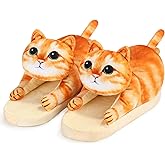 Infaccial Funny Cat Slippers for Women,Fuzzy Animal Indoor House Shoes with Soft Memory Foam,Comfy Plush Warm Slip-on Slippers,Cat Gifts for Cat Lover