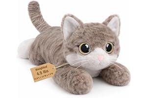 23.6" & 4.5 lbs Gray Cat Weighted Stuffed Animal, Cuddly & Soft Kids' Plush Toy Pillows for Companion, Large Plushies with Re