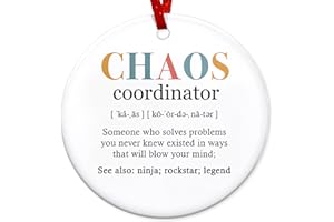 TEEZWONDER Coworker Gifts for Women, Birthday, Christmas, Thanksgiving Gifts for Her, Chaos Coordinator, Boss Lady, Friend, Appreciation, Inspiration Gifts, Friendship, Christmas Decorations Ceramic Ornaments