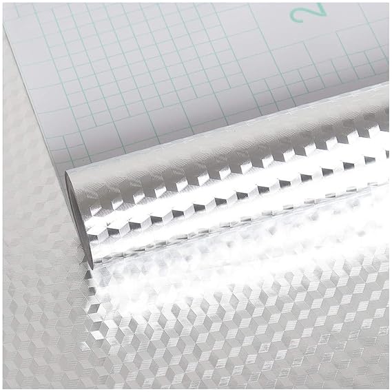 VEELIKE 15.74×118.11 inches Stainless Steel Contact Paper Removable Wallpaper Peel and Stick Oil