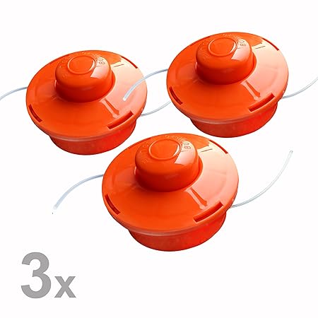Nemaxx 3X FS1 Fadenspule mit Tippautomatik, Doppelfadenkopf für Benzin Motorsense - Rasentrimmer Fadenkopf, Freischneider Gra