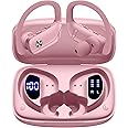 bmani Wireless Earbuds Bluetooth Headphones 48hrs Play Back Sport Earphones with LED Display Over-Ear Buds with Earhooks Built-in Mic Headset for Workout Pink
