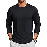 TACVASEN Long Sleeve Shirts for Men Cotton Soft Crew-Neck Moisture Wicking Mens Undershirt Comfort Solid Basic T Shirt