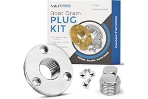 NAUTIPRO 1/2'' Stainless Steel Boat Drain Plug Kit – Marine-Grade Transom Plug for Boat Drainage – Corrosion-Resistant, Rust-Proof, Easy to Install, Ideal for All Boats