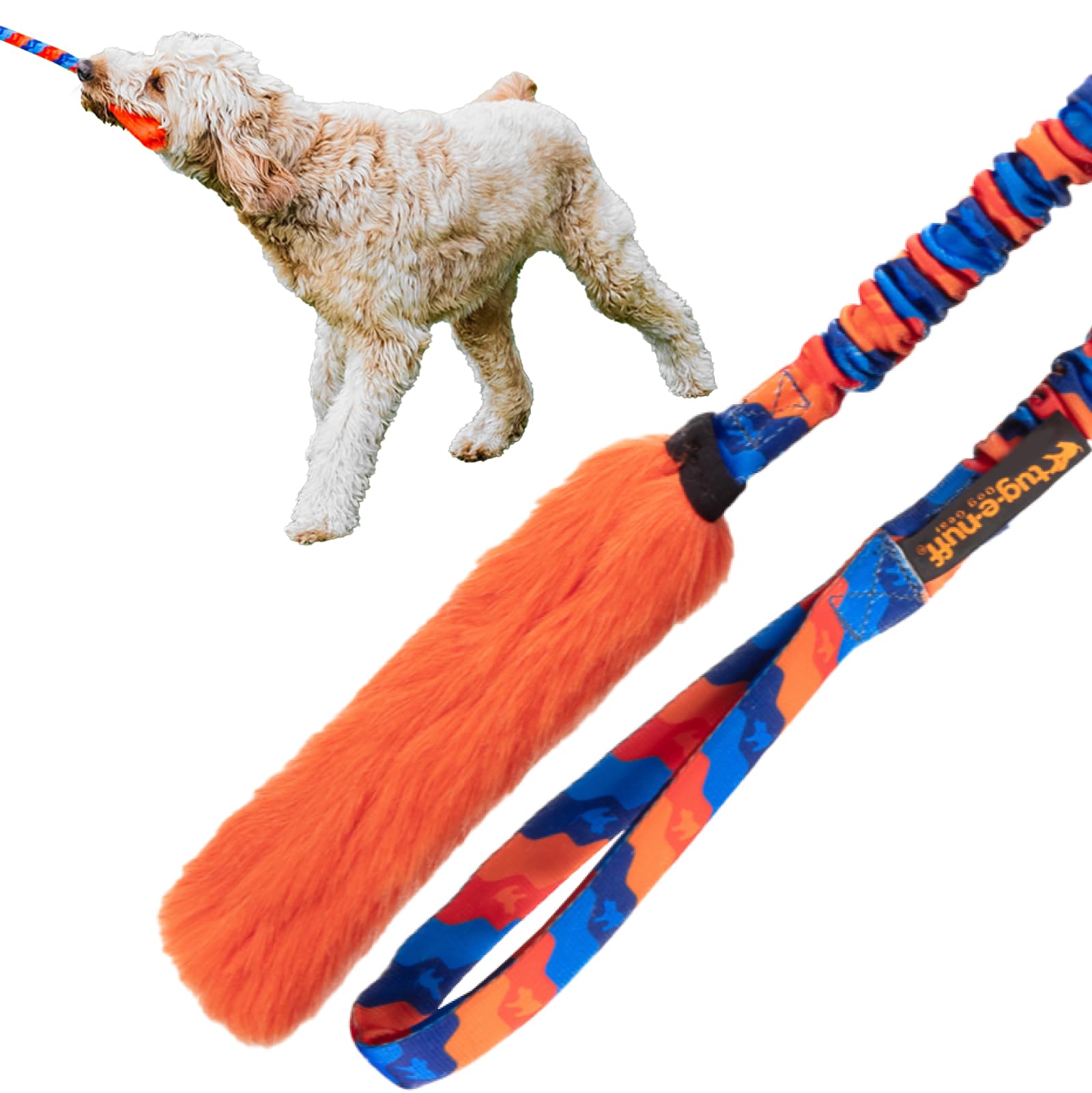 Tug-E-Nuff Bright Fauxtastic Durable Bungee Tug Toy for Dogs | For Interactive Dog Training & Dogs of all Ages | Artificial Fur Bungee Tug Toy | Made of Faux Fur | 3 Colour Patterns | Size 22.5 inches — image 1