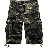 DONGD Mens Cargo Shorts Cotton Relaxed Fit Camouflage Camo Cargo Short