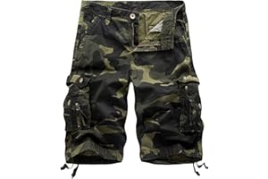AOYOG Men's Camo Cargo Shorts Relaxed Fit Multi-Pocket Outdoor Camouflage Cargo Shorts Cotton