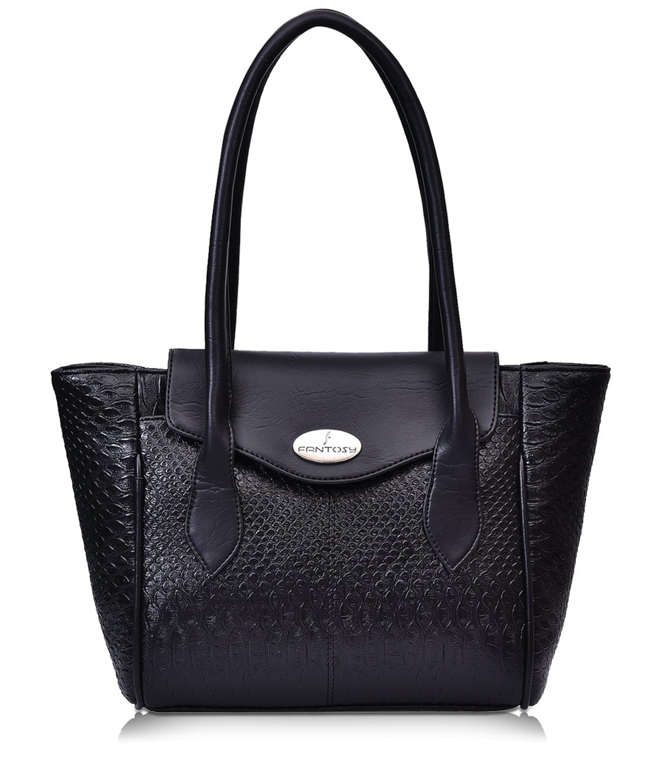 fantosy black leather design women shoulder bag (fnb-758) (black)