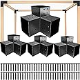 Nihoney Pergola Brackets 4x4, Woodworks Pergola Hardware Kit (4 Pcs), 3-Way Black Right Angle Corner Bracket for Extension Gazebo for 4x4 Inch(Actual: 3.6x3.6 Inch) Wooden Post.