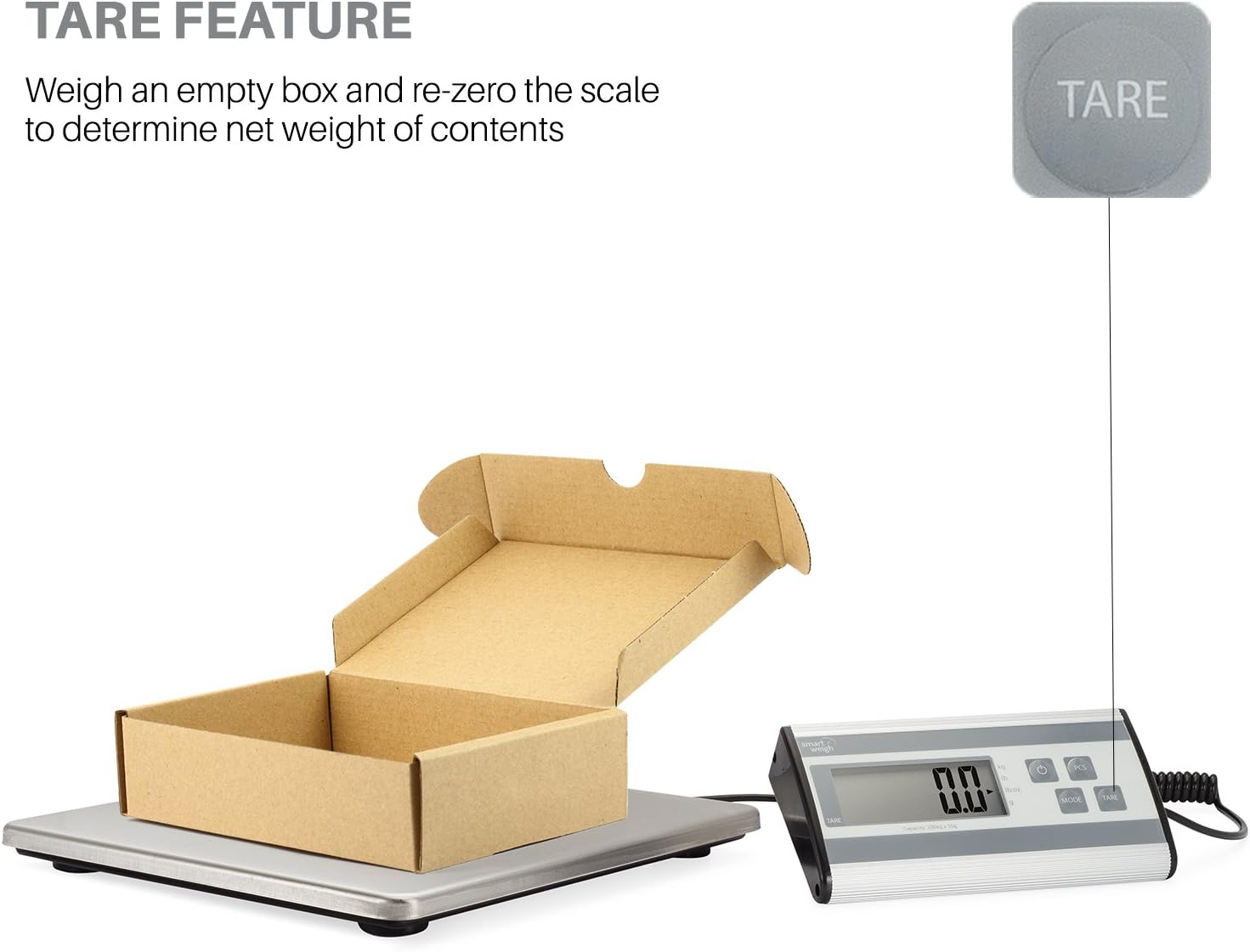 Smart Weigh Digital Heavy Duty Shipping and Postal Scale with Durable Stainless Steel Large Platform, 440 Pound Capacity x 6 oz Readability, UPS USPS Post Office Postal Scale and Luggage Scale : Office Products