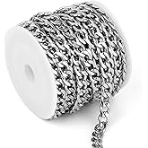 16.5 Feet Stainless Steel Cuban Chain, 6mm Width 304 Stainless Steel Curb Link Chains Roll Bulk for Jewelry Making