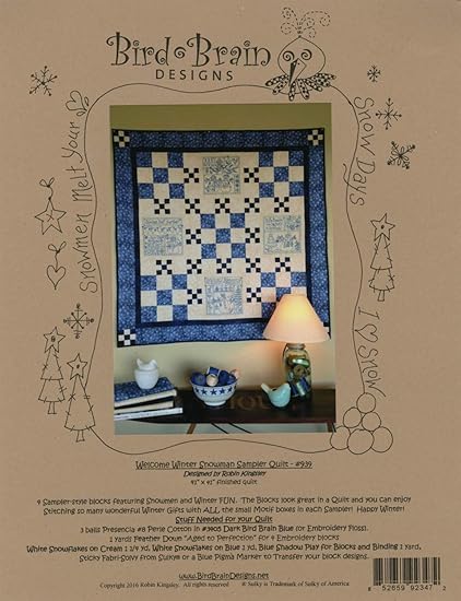 Amazon Com Welcome Winter Snowmen Sampler Quilt Embroidery Pattern By Robin Kingsley From Bird Brain Designs 939 Arts Crafts Sewing
