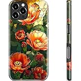 MERRO for iPhone 16 Pro Case - Wireless Charging Compatible - Dual-Layer Hard Shell & Silicone Cover - Protective Phone Case with Cute Wildflower Designs for Women - Blazing Cactus Flora