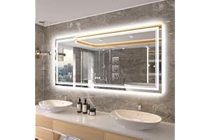 ISTRIPMF 60x28 Inch LED Bathroom Mirror with Lights, Backlit and Front Lighted Bathroom Vanity Mirrors for Wall, Anti-Fog/Dimmable/Memory/Shatterproof/ETL Listed
