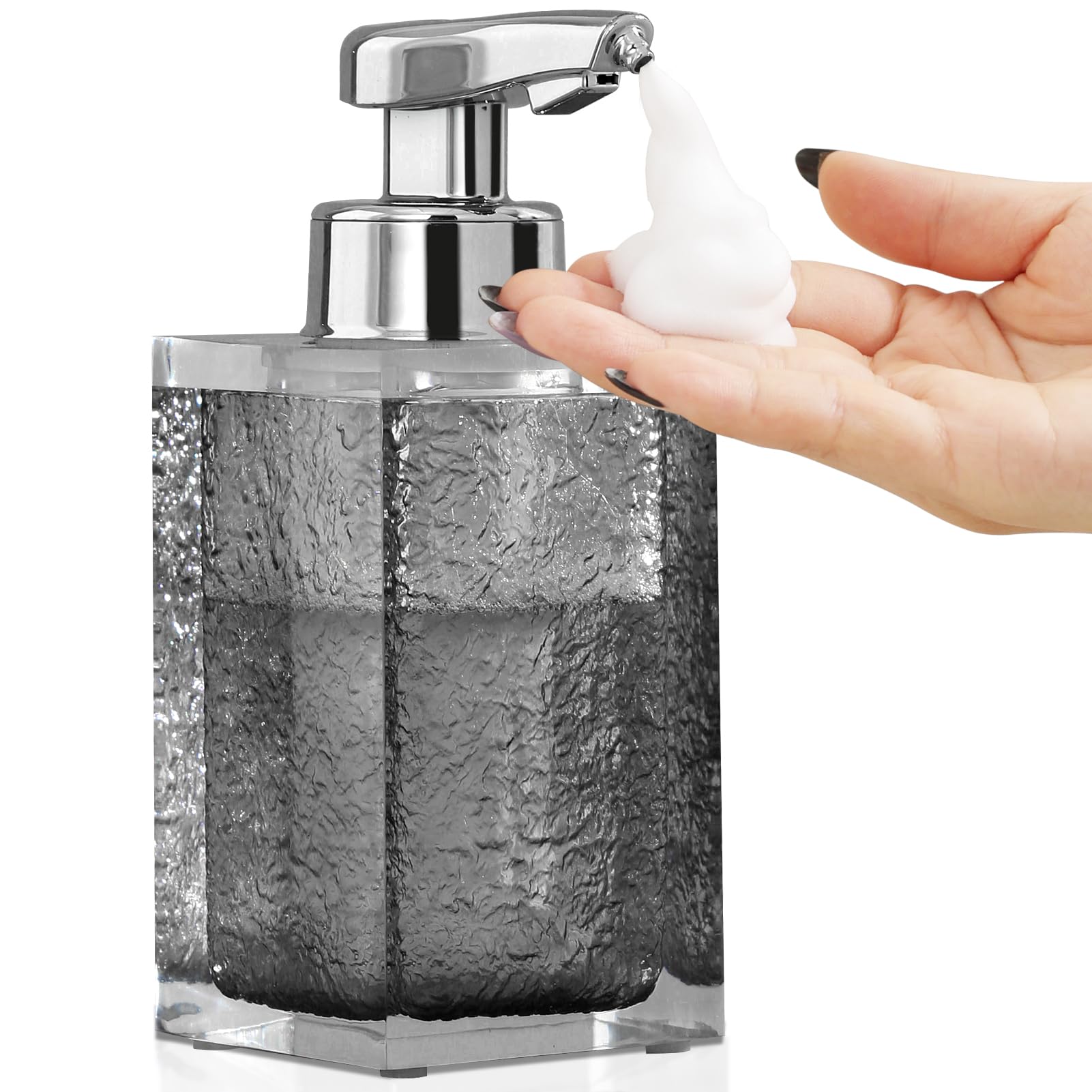 Photo 1 of Haocoott Automatic Foam Soap Dispenser, 245ML 8oz Rechargeable Hand Free Foaming Soap Dispenser Bottles Touchless for Kitchen Bathroom Countertop Hotel Grey