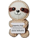 POSSHE Sloth Gifts, Crochet Support Sloth– Handmade Emotional Cheer Support Funny Gifts for Friend Coworker Birthday Christmas Stocking Stuffer White Elephant Under 10 Dollars