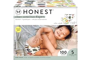 The Honest Company Clean Conscious Diapers | Plant-Based, Sustainable | So Delish + All the Letters | Super Club Box, Size 5 (27+ lbs), 100 Count
