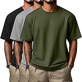 Neer 3 Pack Men's Round Neck T Shirts 95% Cotton M-7XL Short Sleeve Tops Regular Big Tall Tees Soft 2026 Summer Basic Tops
