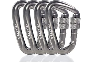 Rallt Carabiners 12kN- Heavy Duty Carabiner Clip for Hiking, Hammock, Backpacking- Lightweight, No Rust Aluminum Camping Accessories